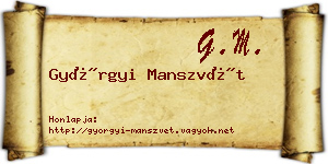 Györgyi Manszvét névjegykártya