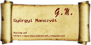 Györgyi Manszvét névjegykártya